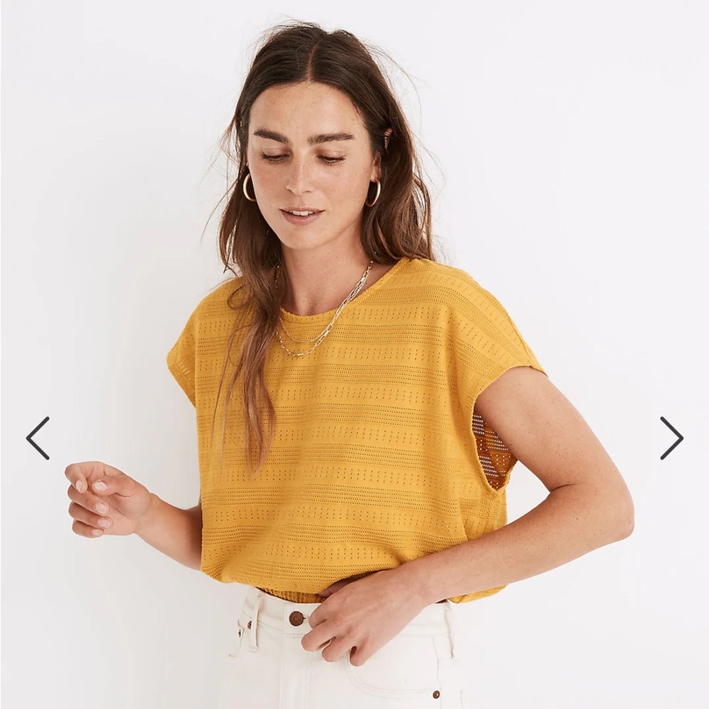 Madewell Pointelle Knit Short Sleeve Crop Top